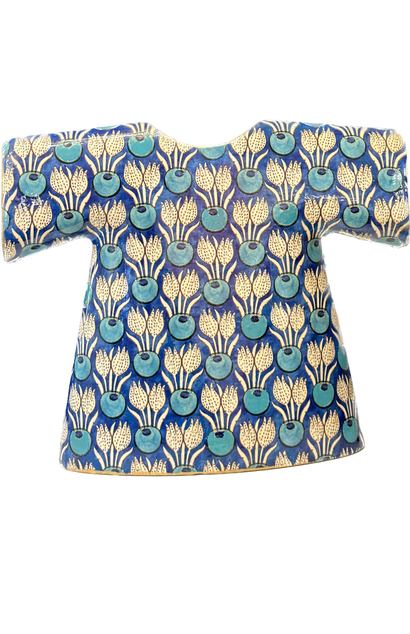 Decorative Hand-Painted Kaftan - Blue Cotton