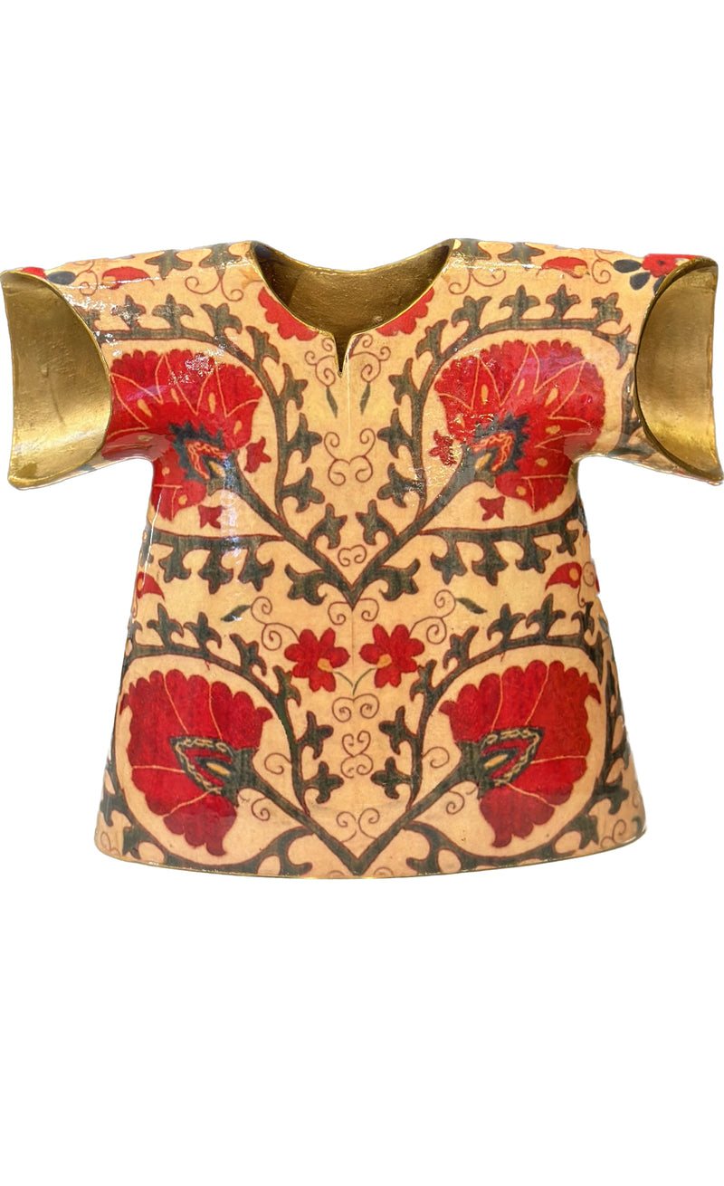 Decorative Hand-Painted Kaftan - Ivory Floral