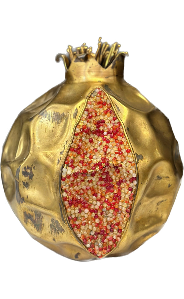 Gold Hammered Pomegranate Decoration - Large
