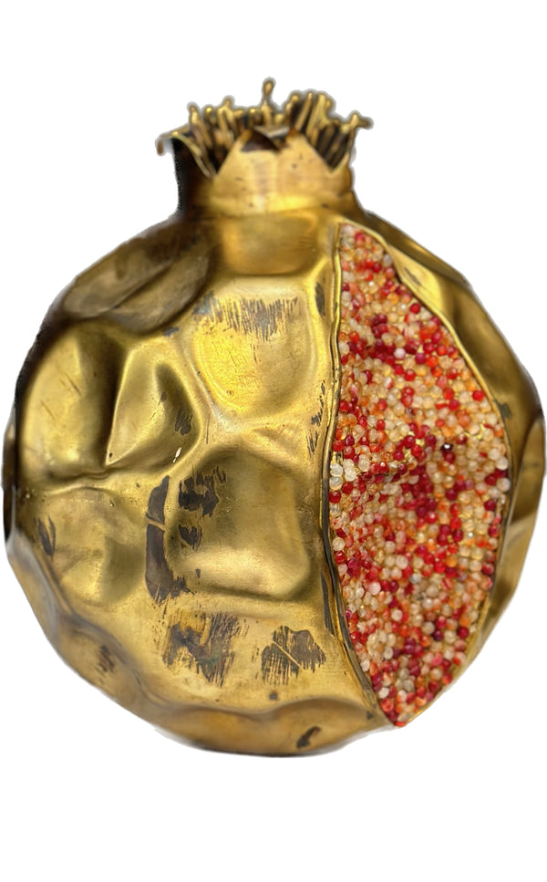 Gold Hammered Pomegranate Decoration - Large