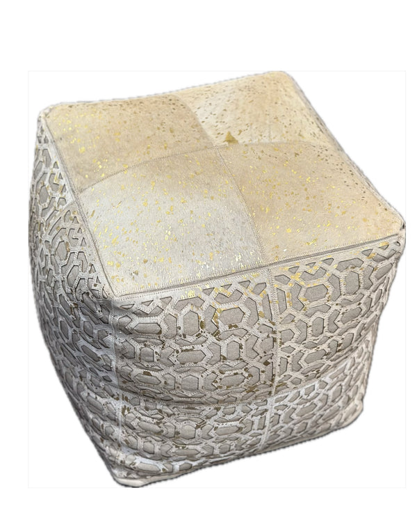 Leather Cowhide Pouf