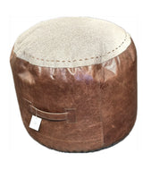 Leather Cowhide Pouf