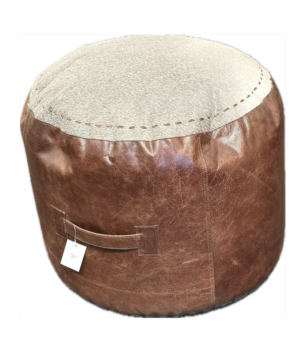 Leather Cowhide Pouf