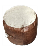 Leather Cowhide Pouf