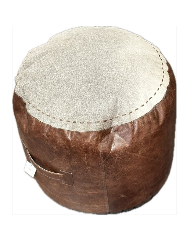 Leather Cowhide Pouf