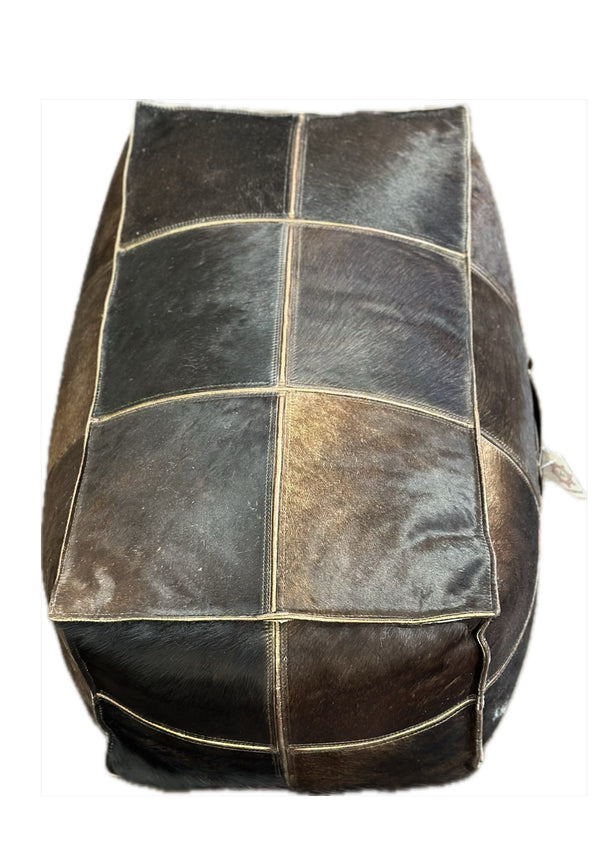 Leather Cowhide Pouf