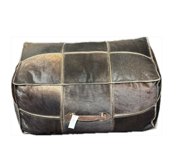 Leather Cowhide Pouf