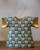 Decorative Hand-Painted Kaftan - Blue Cotton