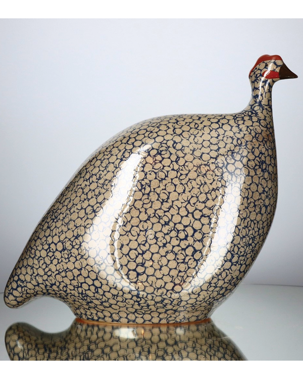 African Guinea Hen - Taupe + Navy