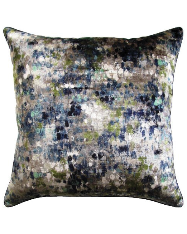 Painted Velvet Turquoise Throw Pillow