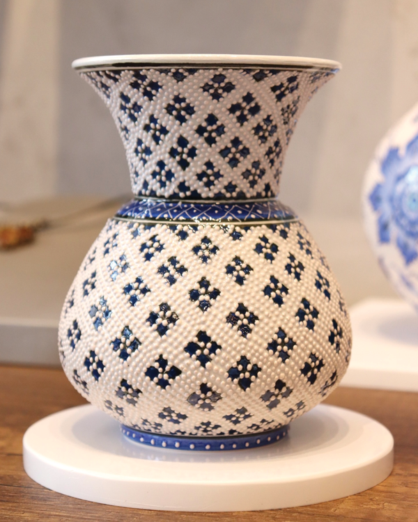 Medium Decorative Vase - Ebony + Blue