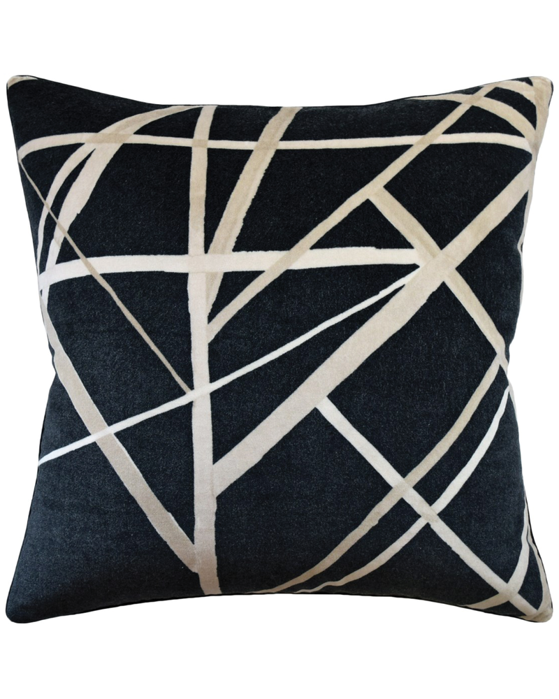 Channels Velvet Throw Pillow (Ebony/Almond)