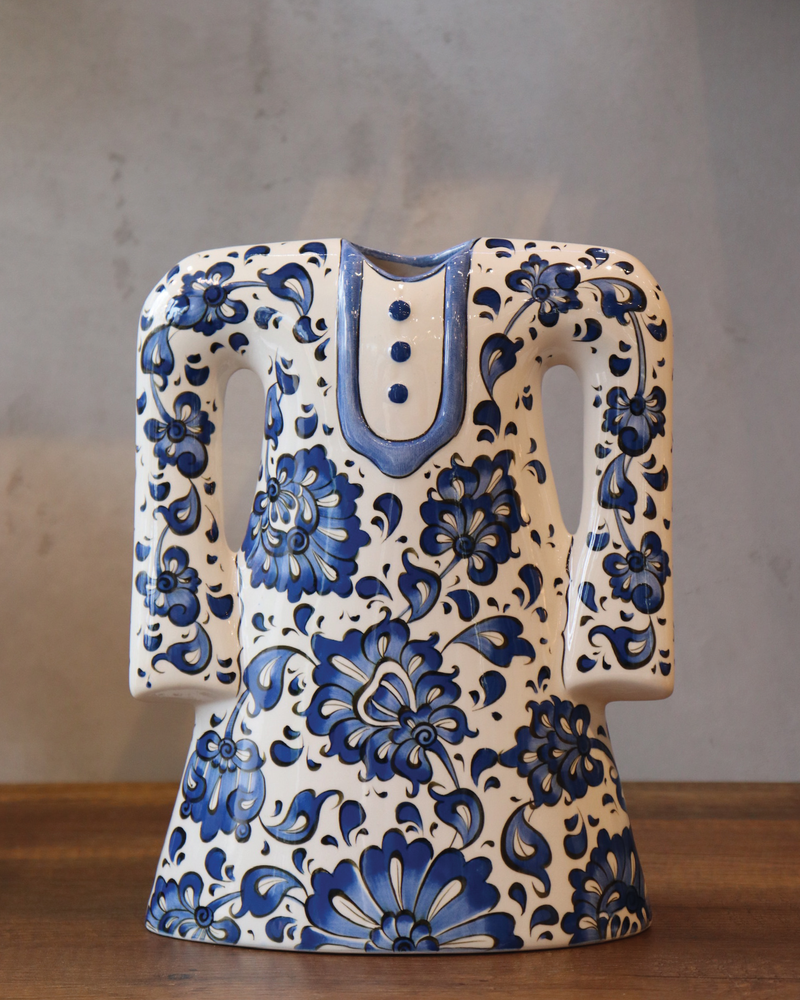 Long-Sleeve Ceramic Kaftan - Santorini Floral