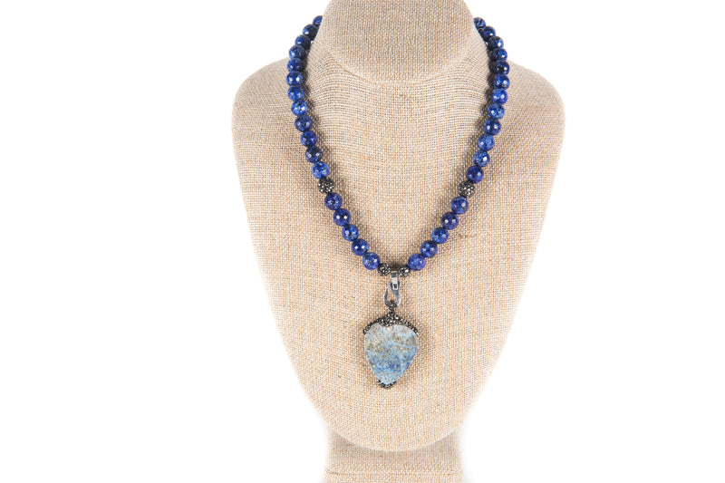 Lapiz Luzuli and Hematite Pave Necklace