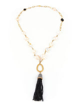 Necklace with Fresh Water Pearls and Black Tassel