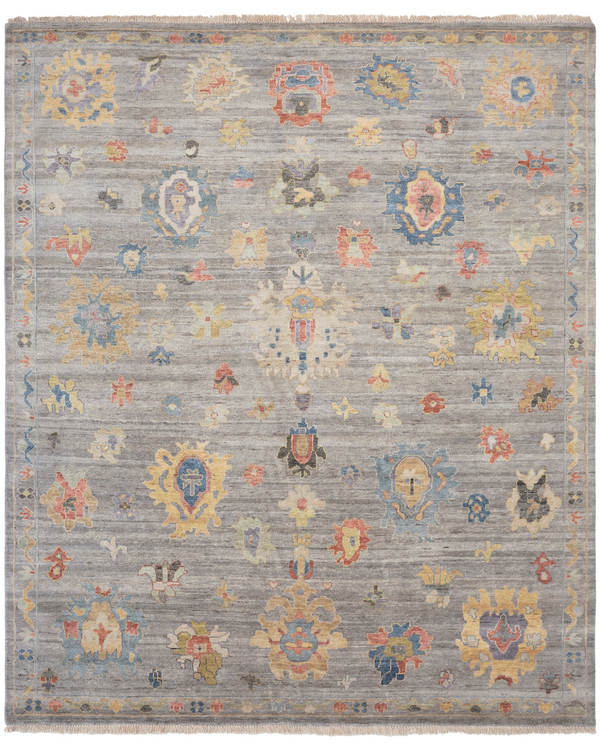 Adana Pearl Grey/Multi Transitional Rug