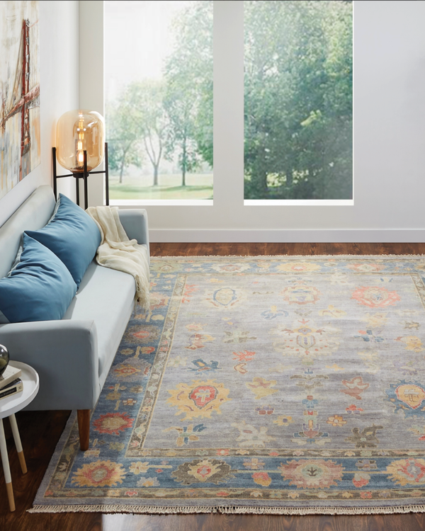 Adana Soft Grey/Blue Transitional Rug