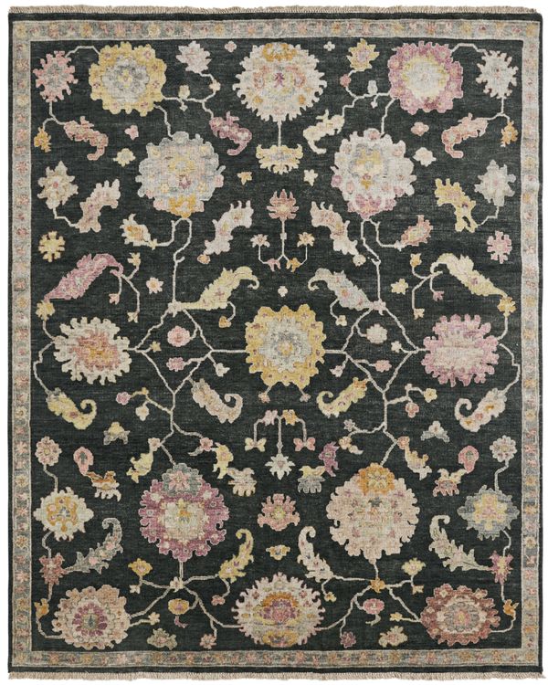 Adana Black/Rose Transitional Rug