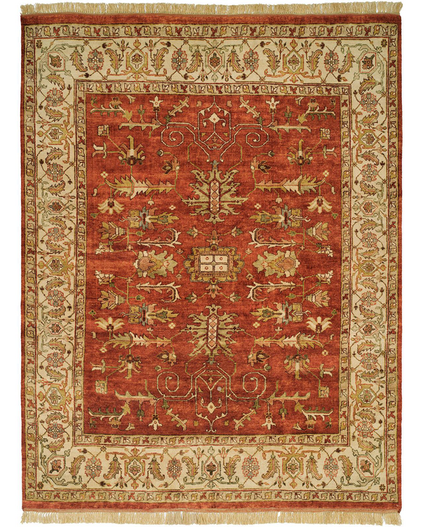 Bergama Rust/Ivory Traditional Rug