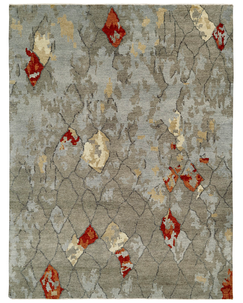 Barcelo Greige/Slate Abstract Contemporary Rug