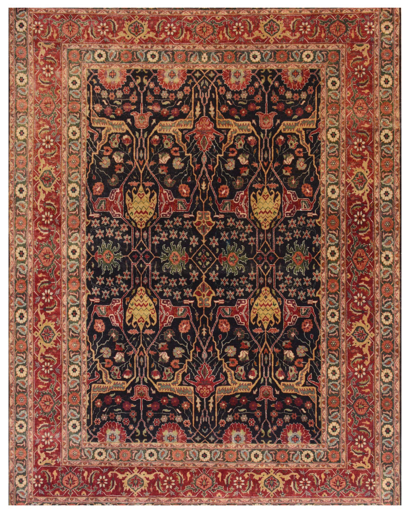 Blue-Black Rust Traditional Rug
