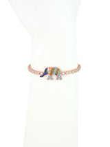 Adjustable Rose Gold Bracelet, Elephant Charm