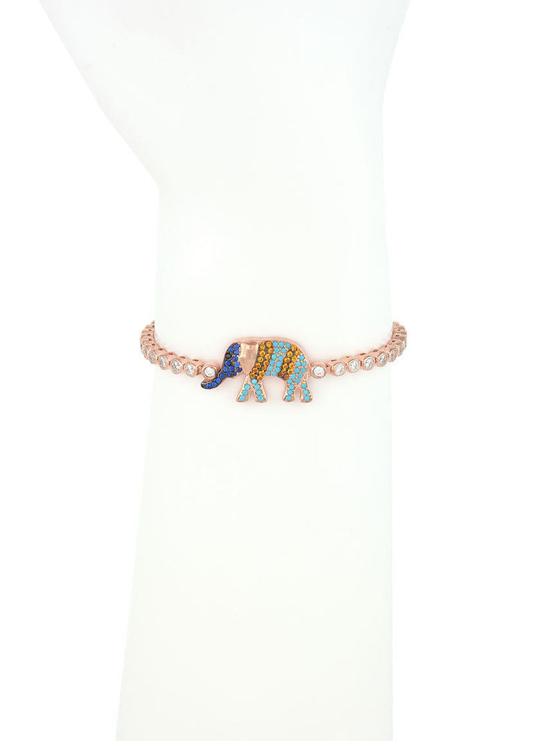 Adjustable Rose Gold Bracelet, Elephant Charm