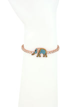 Adjustable Rose Gold Bracelet, Elephant Charm
