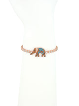 Adjustable Rose Gold Bracelet, Elephant Charm