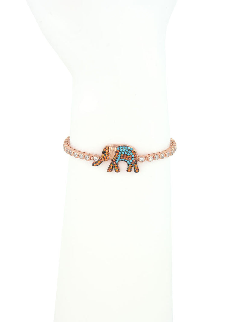 Adjustable Rose Gold Bracelet, Elephant Charm