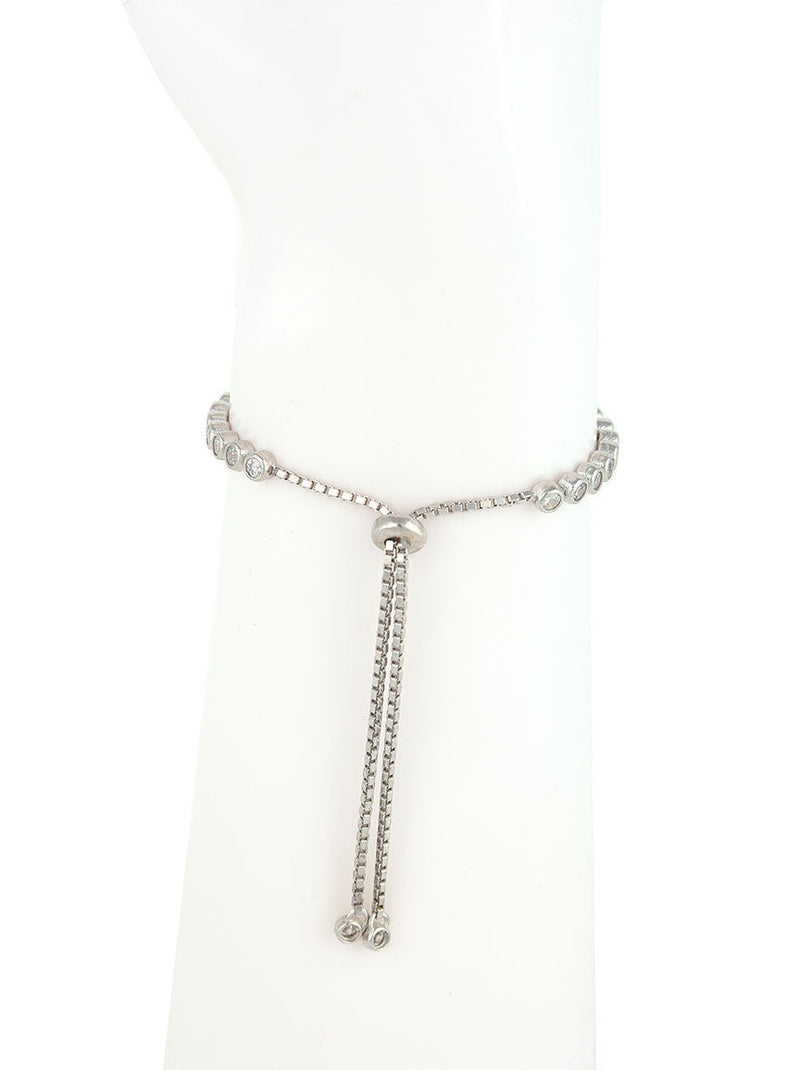 Adjustable Silver Bracelet, Evil Eye Charm