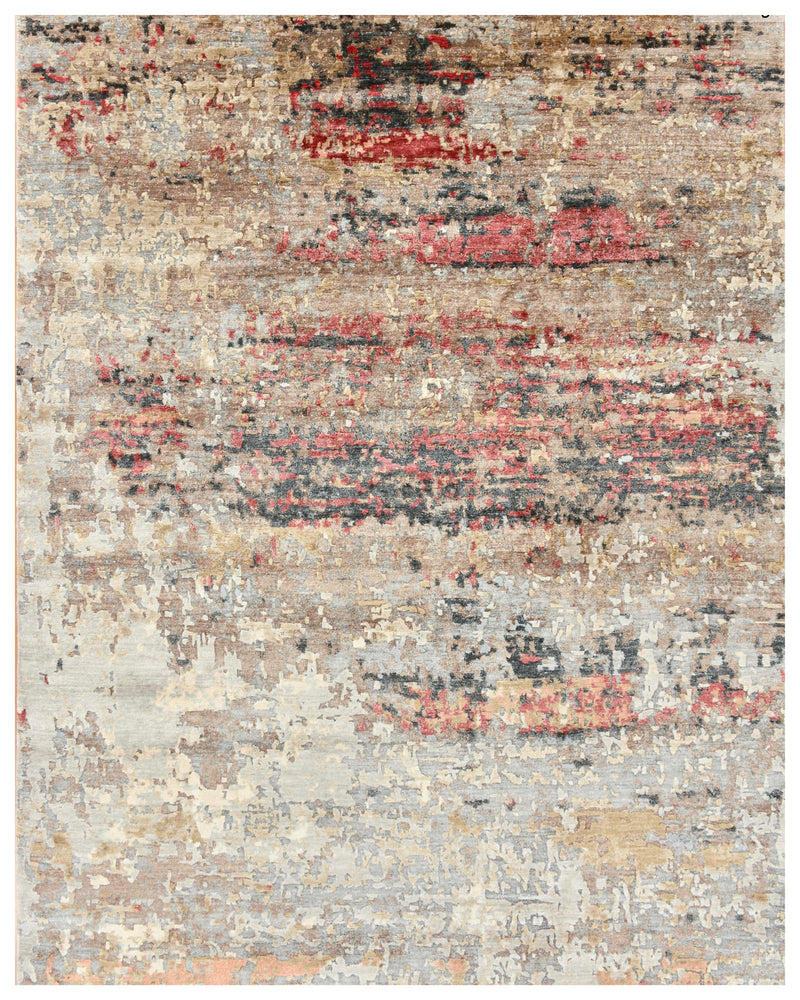 Coral Beige Charcoal Transitional Rug