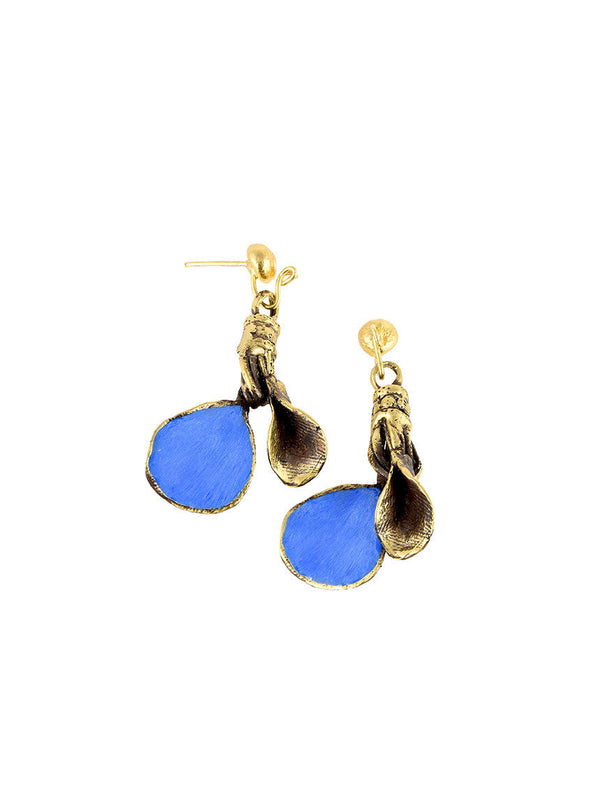 Blue Gold Metal Earrings