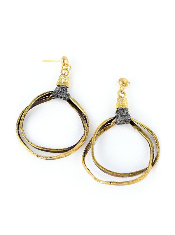 Gold Metal Earrings, Hoop