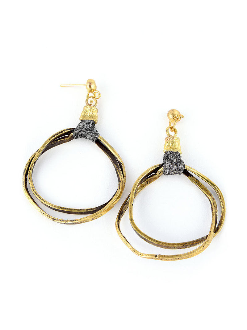 Gold Metal Earrings, Hoop