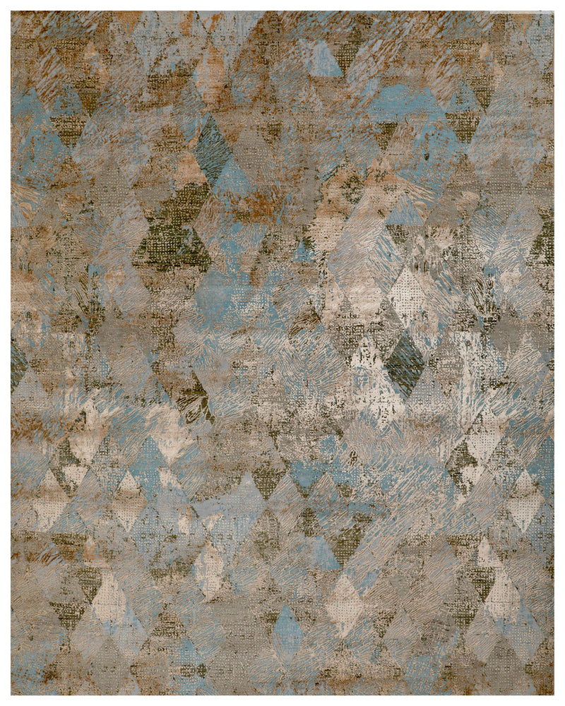 Gold Blue Grey Multi Transitional Rug