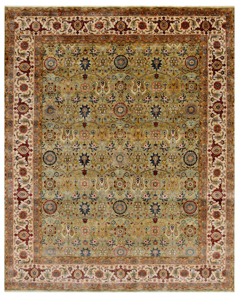Green Beige Traditional Rug