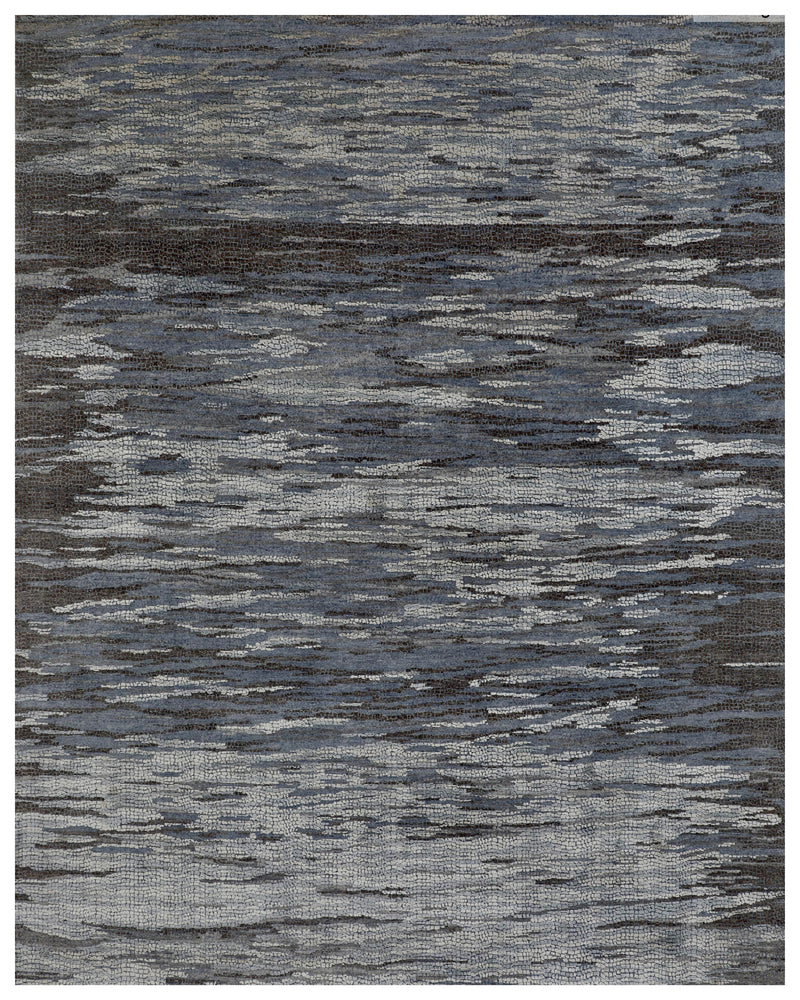 Grey Blue Linear Modern Rug