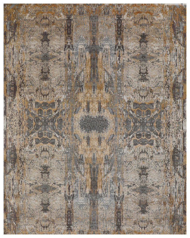 Grey Gold Ikat Transitional Rug