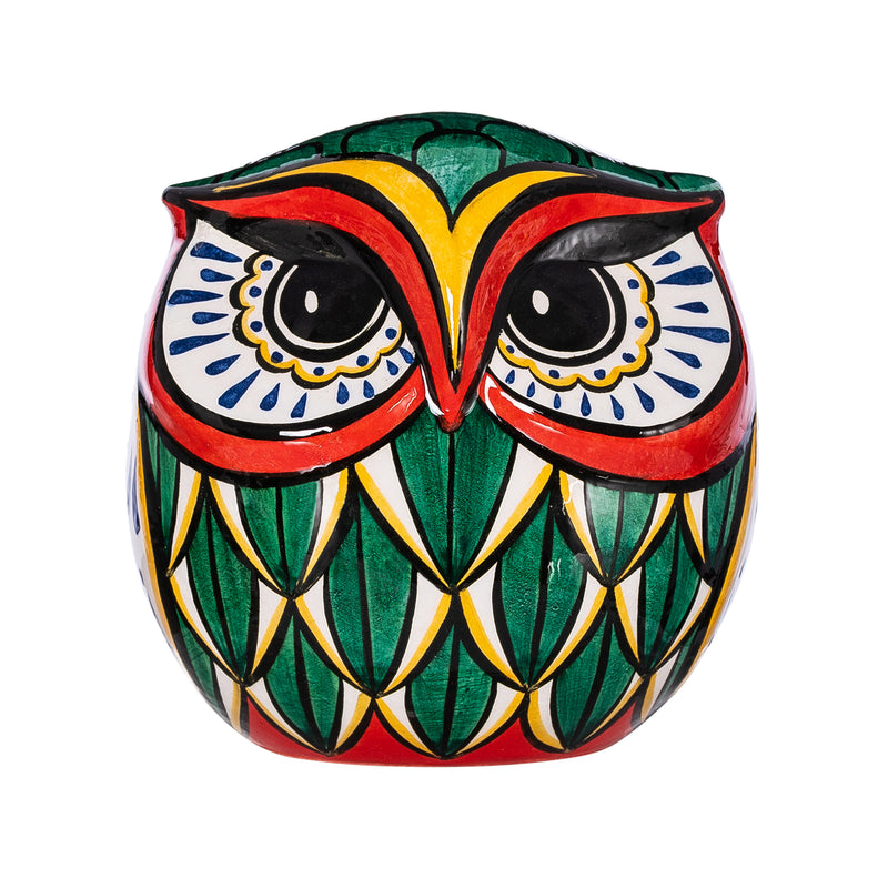 Ceramic Hand-Painted Owl, Emerald