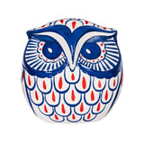 Ceramic Hand-Painted Owl, Red, White + Blue