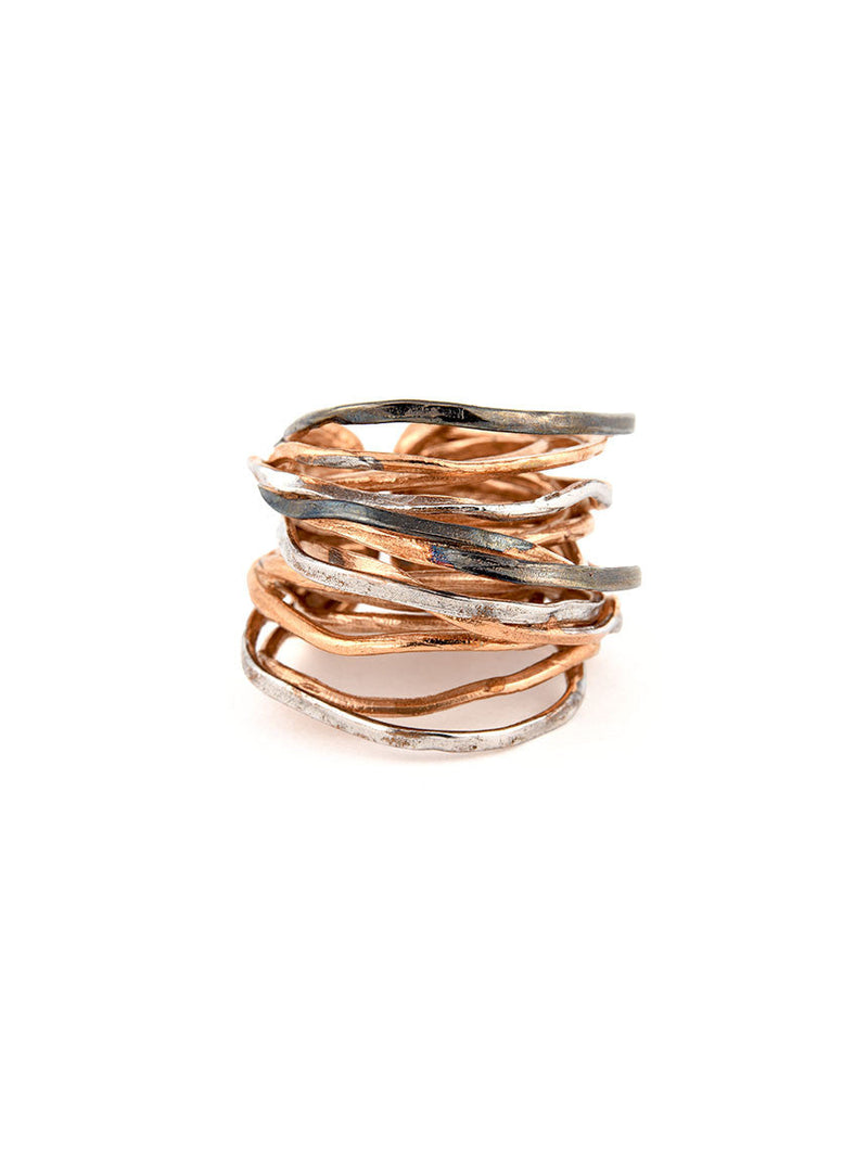 Statement Ring, Silver and Rose Metal