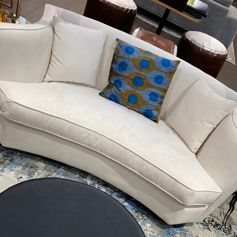 111056 White Velvet Sofa