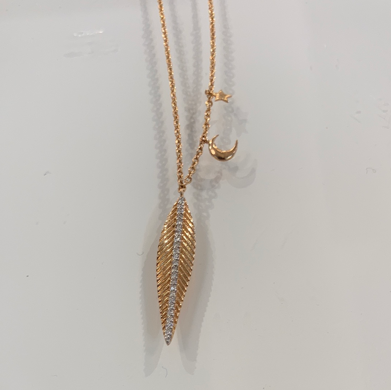 0.14ct 3.34g Feather Necklace