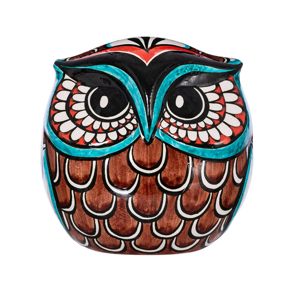 Ceramic Hand-Painted Owl, Turquoise