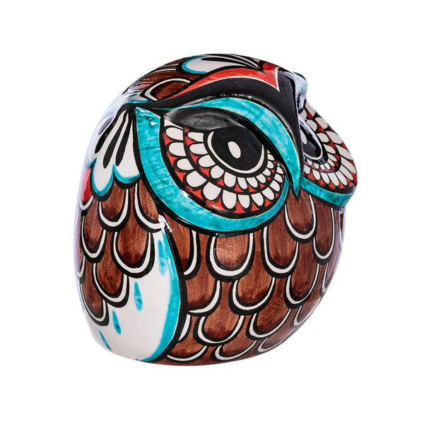 Ceramic Hand-Painted Owl, Turquoise
